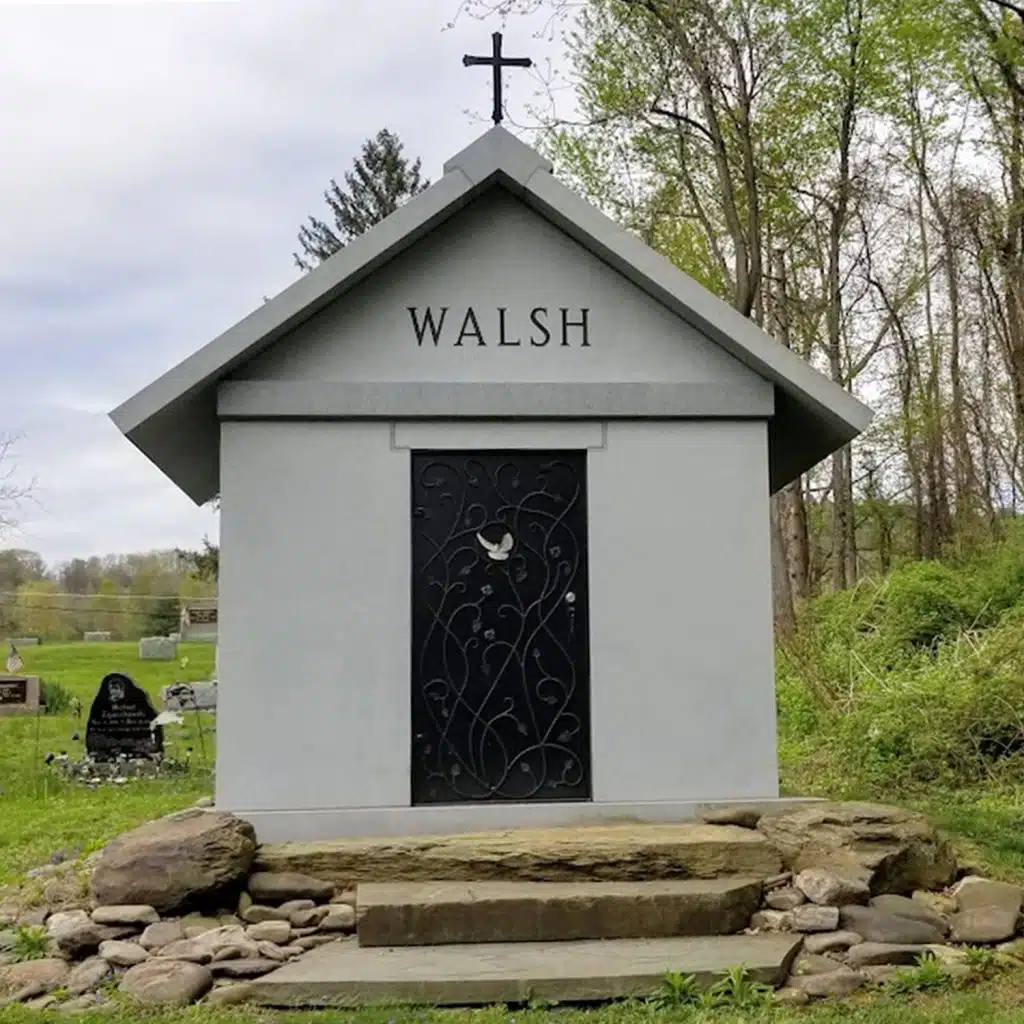 Meshoppen Mausoleum Rome cemetery Scranton headstone jet black granite headstone Sayre tombstone