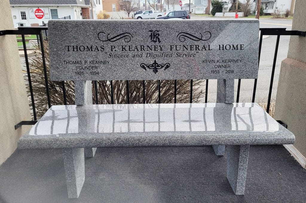 gray granite bench Tunkhannock sunnyside headstone Dalton monument granite Sunnyside Cemetery