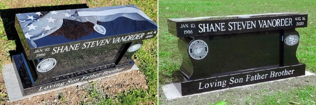 bench Laceyville cemetery headstone headstone Lanesboro granite memorial tombstone
