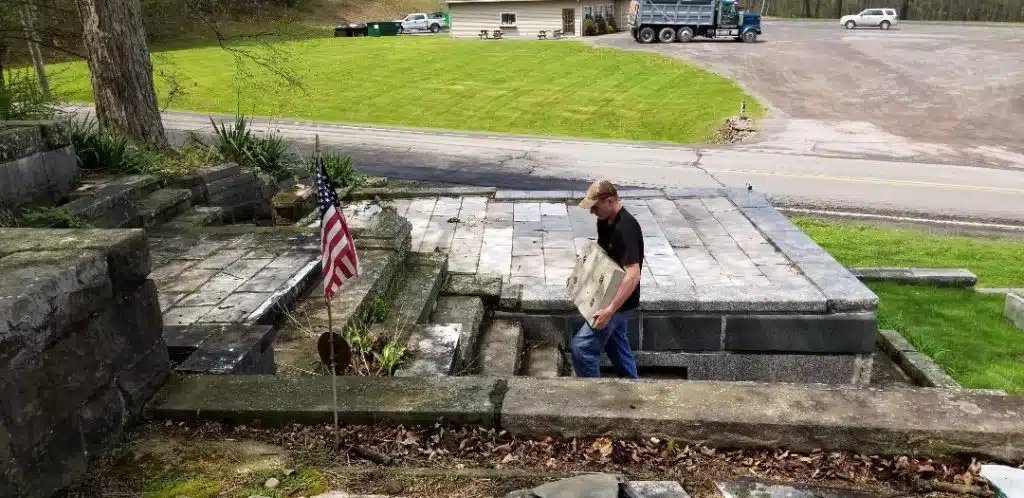 Installing a veteran’s headstone in Sweet Valley Cemetery