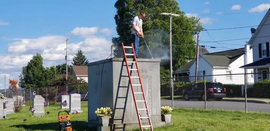 Headstone cleaning