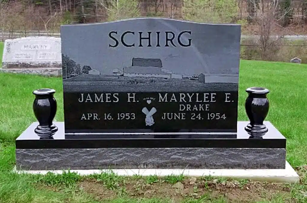 Camptown cemetery memorials headstones Canton marble headstone death dates laser black granite