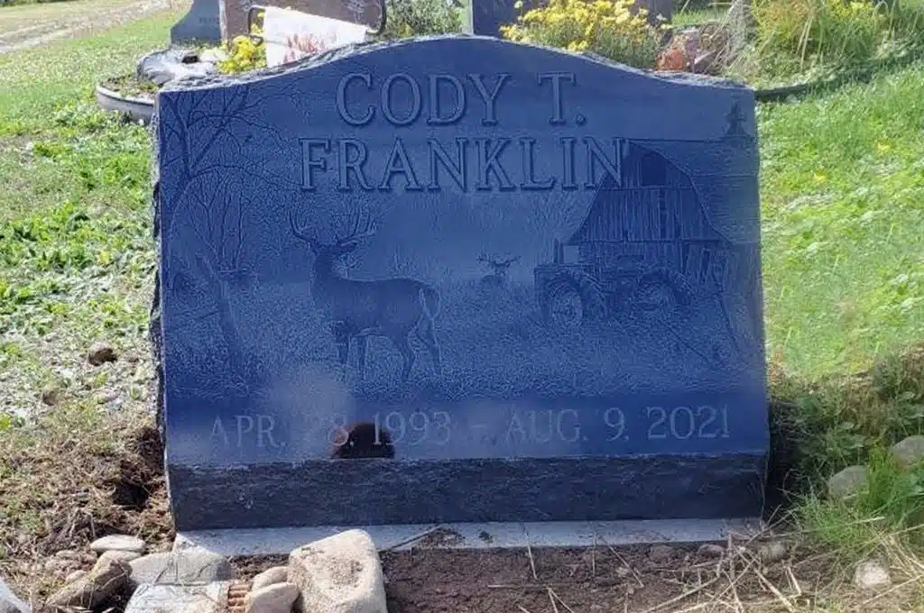 Le Raysville granite Monroeton headstone monument washing death date Milan engraving date