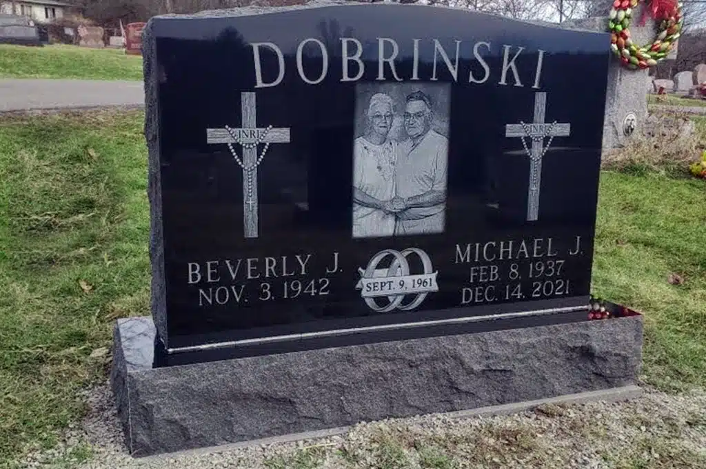 cross black granite laser Dimock cemetery Ideas for Headstone grave stone granite marker Evergreen Cemetery