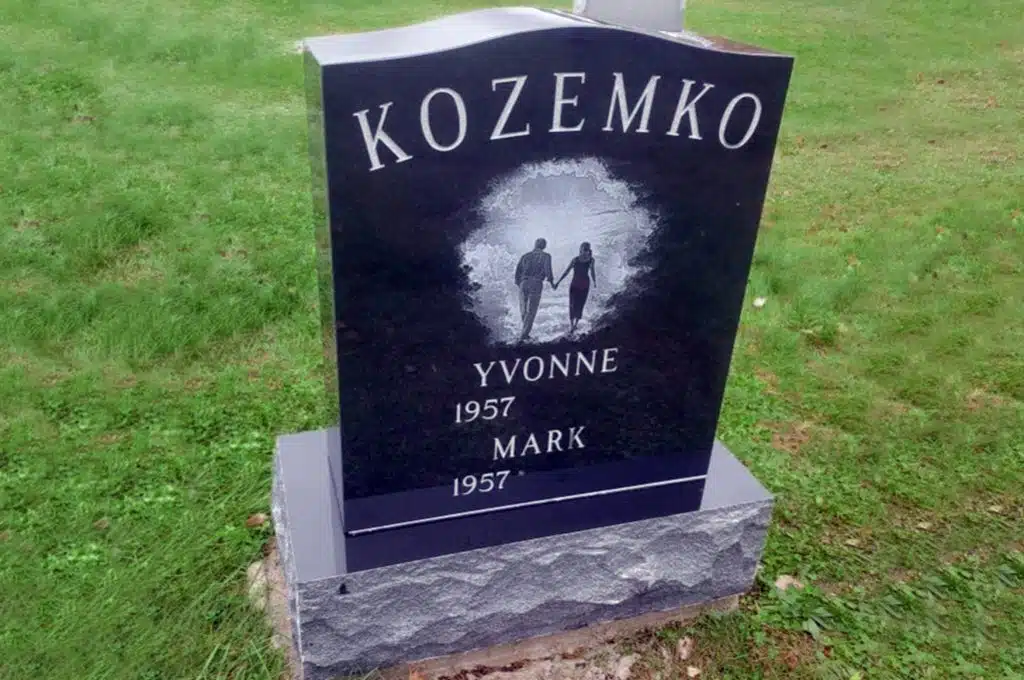 Warren Center headstone engraving monument obelisk headstone large headstone laser black granite