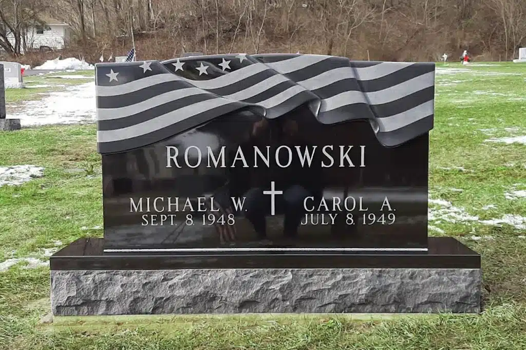 Flag black granite Monument Tunkhannock sunnyside headstone Dalton monument granite Sunnyside Cemetery