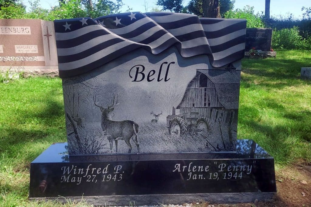 Friendsville cheap headstone Clarks Summit granite headstone grave stone monument flag