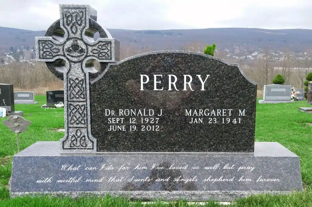 Falls cemetery headstone headstone granite Meshoppen memorial tombstone north flat celtic cross