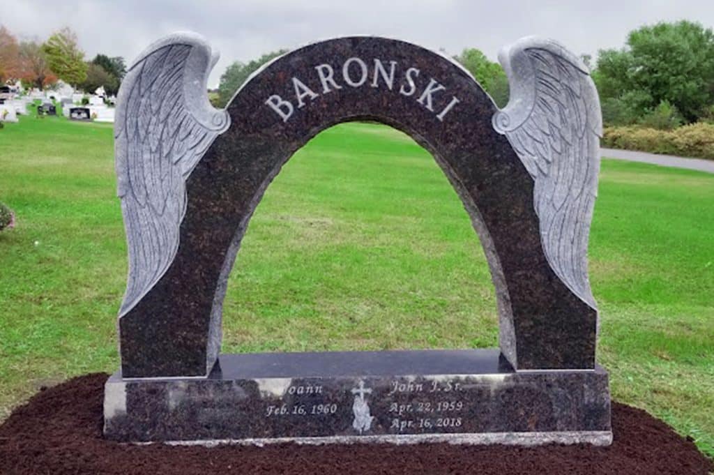 Angel Wing Monument Meshoppen headstone South Montrose granite memorial tombstone Nicholson cemetery