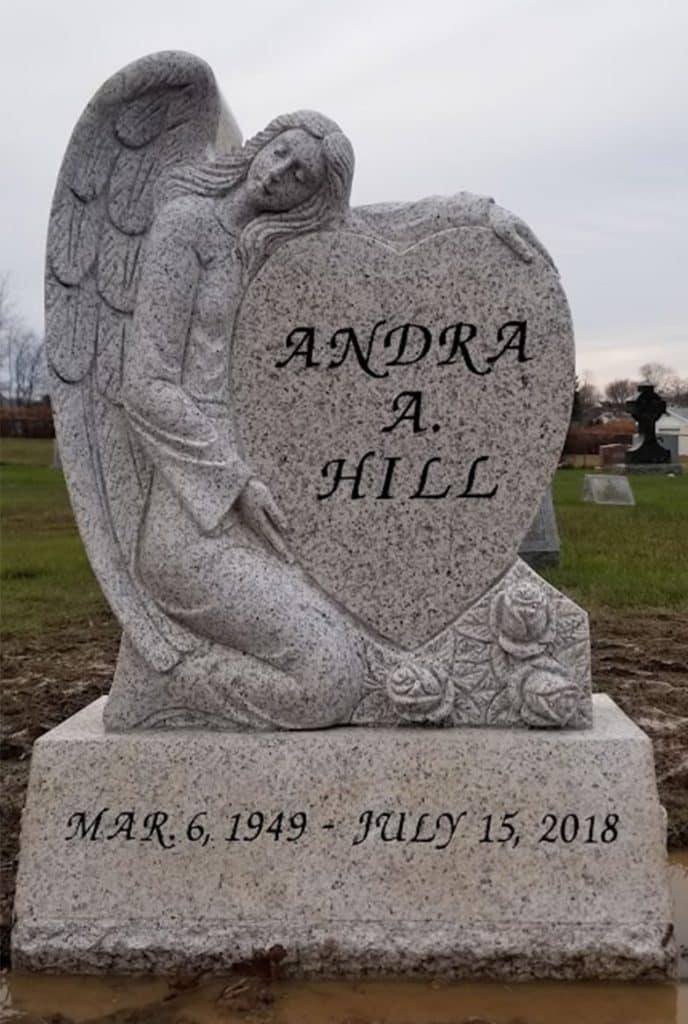 angel heart Mehoopany cemetery headstone headstone Union Dale granite memorial tombstone