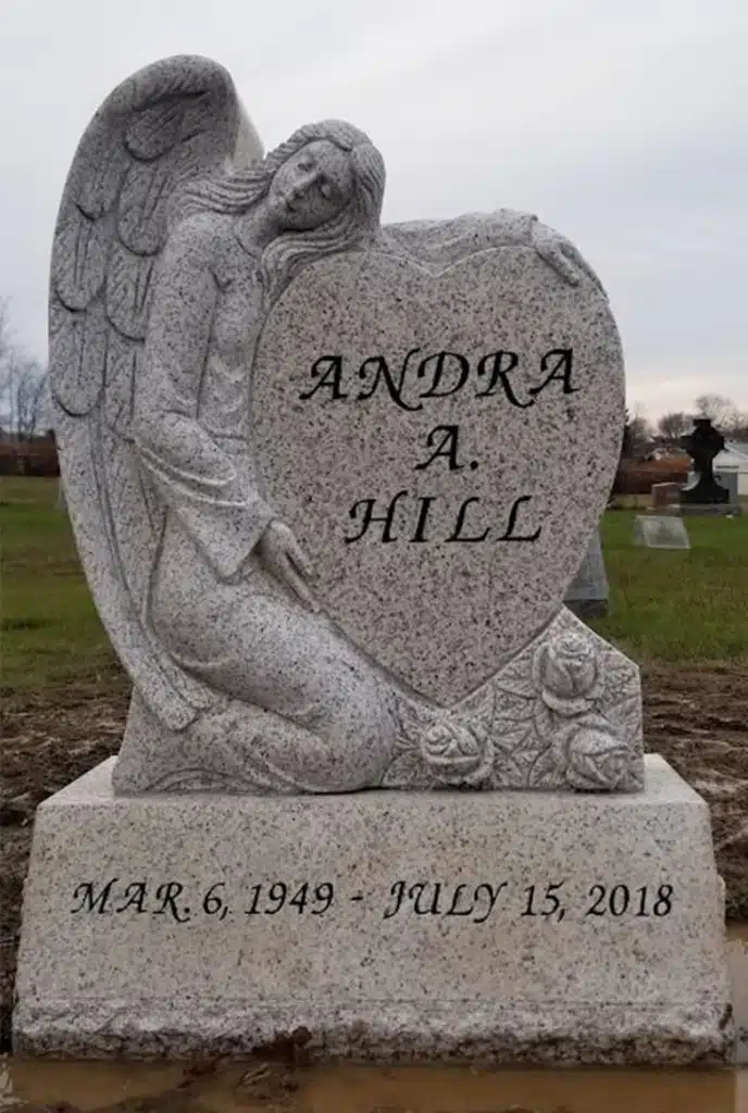 angel heart Mehoopany cemetery headstone headstone Union Dale granite memorial tombstone