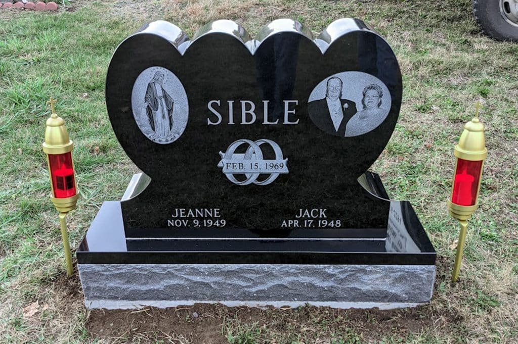 heart jet black granite Camptown cemetery memorials headstones Canton marble headstone death dates