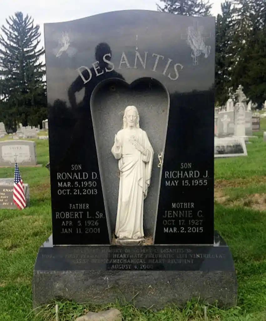 statue Lake Winola cemetery headstone New Milford headstone granite memorial tombstone