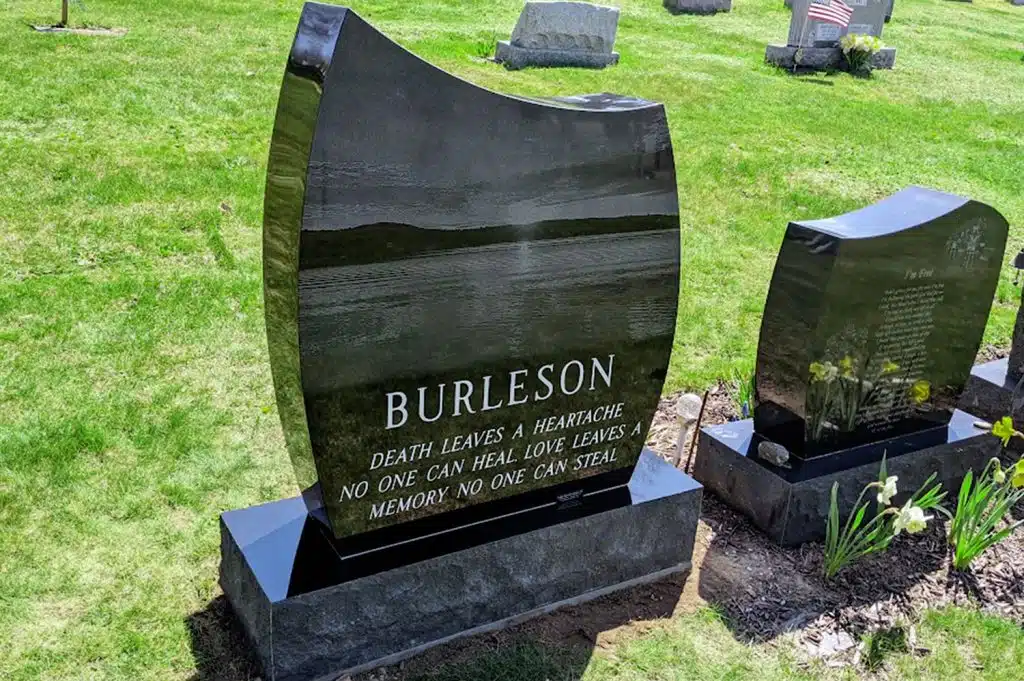 wave jet black granite Sylvania quarry headstone bluestone headstone boulder headstone Towanda pa headstone