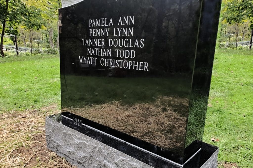 Upright Monument Family Monument Family Engraved Names Black Granite Polished Monument Engraved headstone