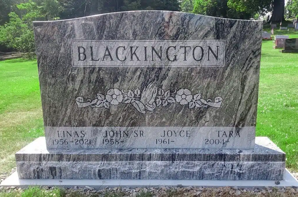 Upright Monument Praying Hands and Flower Engraving Unique Granite Traditional Headstone