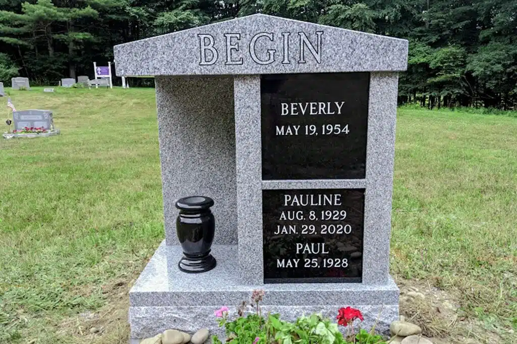 Sylvania quarry black headstone bluestone cremation headstone boulder headstone Towanda pa headstone